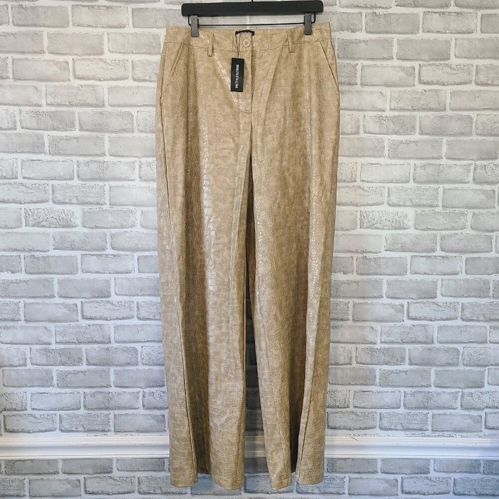 Pretty Little Thing Croc Embossed Mid Rise Wide Leg Pants Size 10 NWT vegan